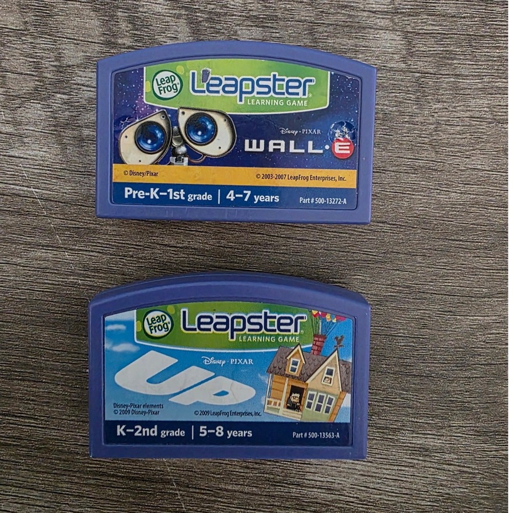 LeapFrog Leapster Disney Pixar Wall-E and Up Learning Game Cartridge Lot of 2